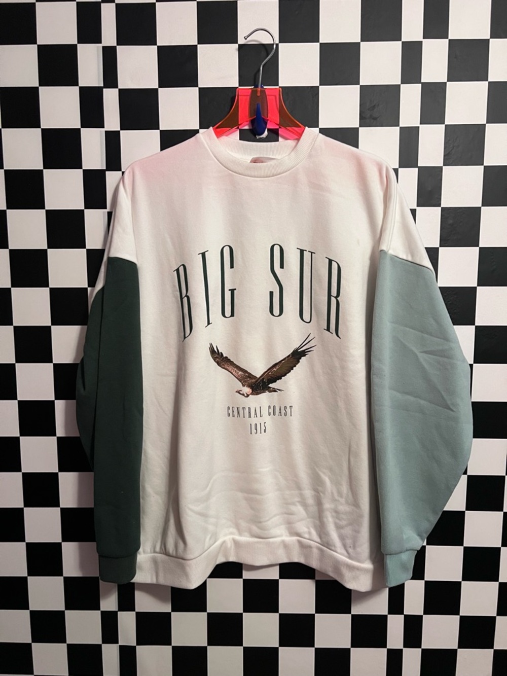 Target Big Sur Crewneck Sweatshirt - White with Green Sleeves